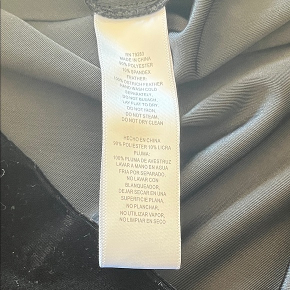 Alex & Eve Black Velvet Dress with Feathered Sleeves - Picture 6 of 6